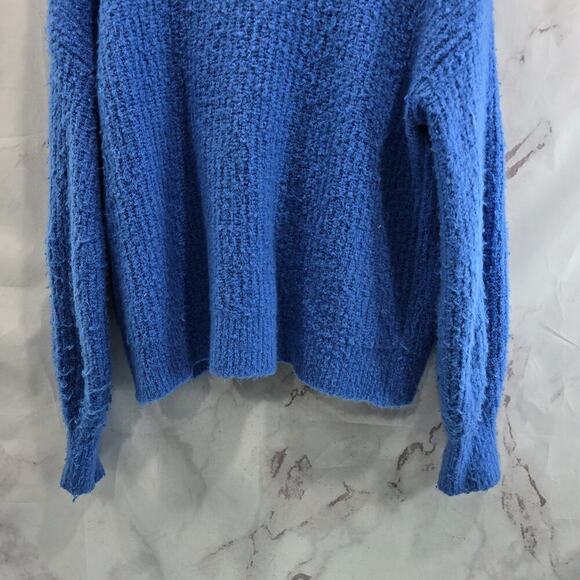 Anthropologie Sweater Womens Small Blue Cardigan Open Front Moth Boucle Fuzzy - Picture 8 of 13